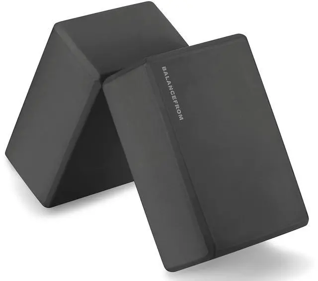 Main image of Set of 2 High Density Yoga Blocks, 9"x6"x4" Each, Pair (Black)