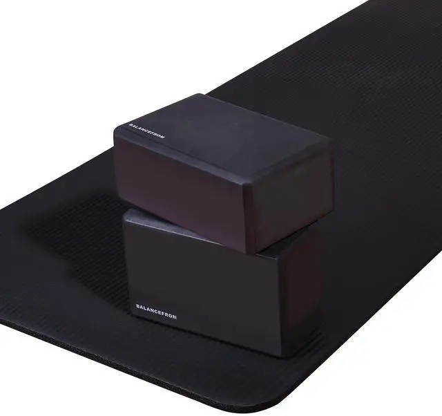 Alt view image 5 of 6 - Set of 2 High Density Yoga Blocks, 9"x6"x4" Each, Pair (Black)