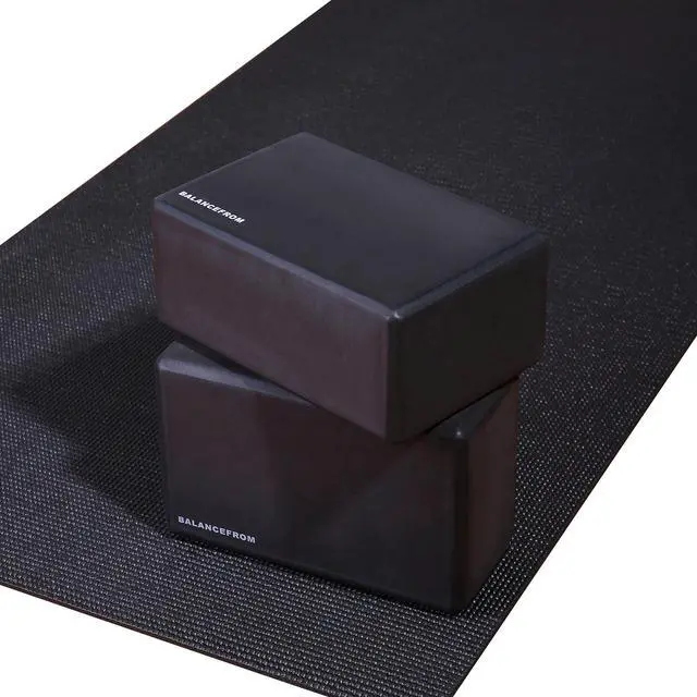 Alt view image 6 of 6 - Set of 2 High Density Yoga Blocks, 9"x6"x4" Each, Pair (Black)