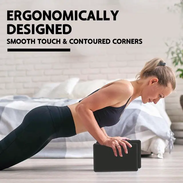 Alt view image 5 of 6 - Yoga Block - Supportive Latex-Free Eva Foam - Soft Non-Slip Surface with Beveled Edges for Yoga, Pilates, Meditation - Yoga Accessories for Stability, Balance, Deepen Stretches (black)