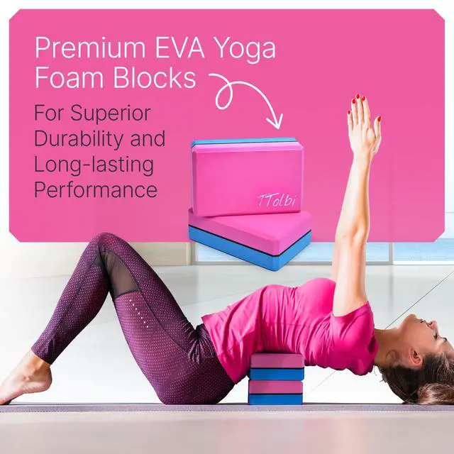 Alt view image 4 of 7 - Yoga Blocks 2 Pack with Strap & Guide Non-Slip EVA Foam Pilates Blocks for Home Workouts, Dance, Ballet, Gymnastics & Stretching Exercise | Ideal Dancer Gifts