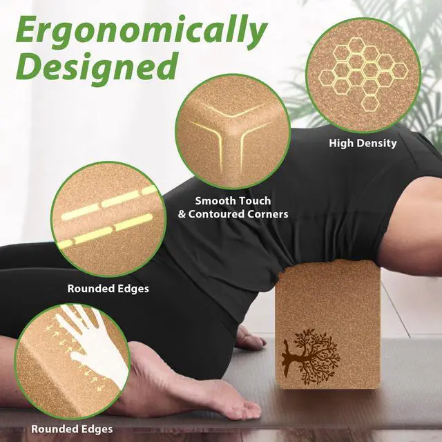 Alt view image 2 of 7 - Cork Yoga Blocks 2 Pack Set, Natural Cork Soft Non-Slip Yoga Blocks, High Density & Eco Friendly Yoga Accessories for Women| Men, Ideal for Yoga, Pilates, Stretching and Toning