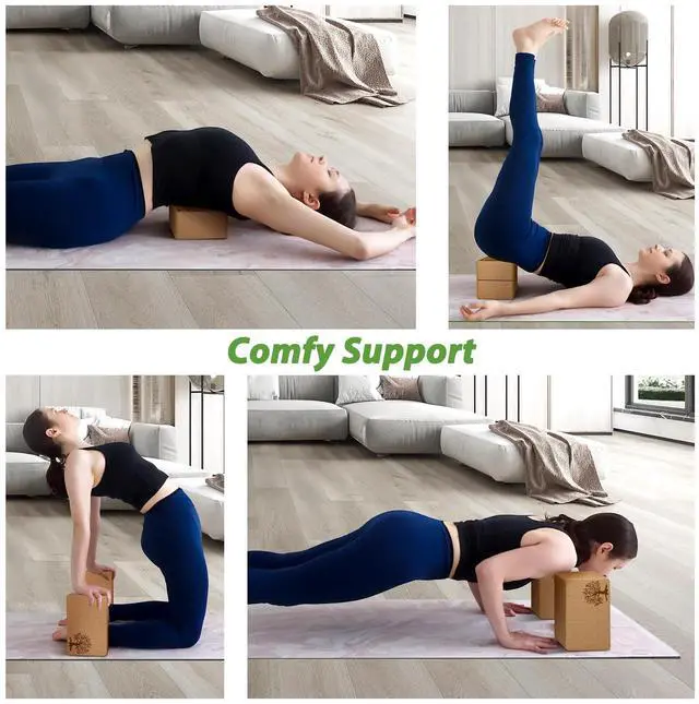 Alt view image 7 of 7 - Cork Yoga Blocks 2 Pack Set, Natural Cork Soft Non-Slip Yoga Blocks, High Density & Eco Friendly Yoga Accessories for Women| Men, Ideal for Yoga, Pilates, Stretching and Toning