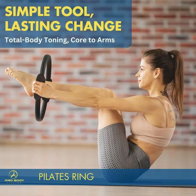 Alt view image 2 of 7 - Fitness Circle 14 Inch Pilates Ring for Yoga and Other Workouts, Focusing on Toning Inner Thighs, Arms, Core and Back, at Home Pilates Equipment (Black)