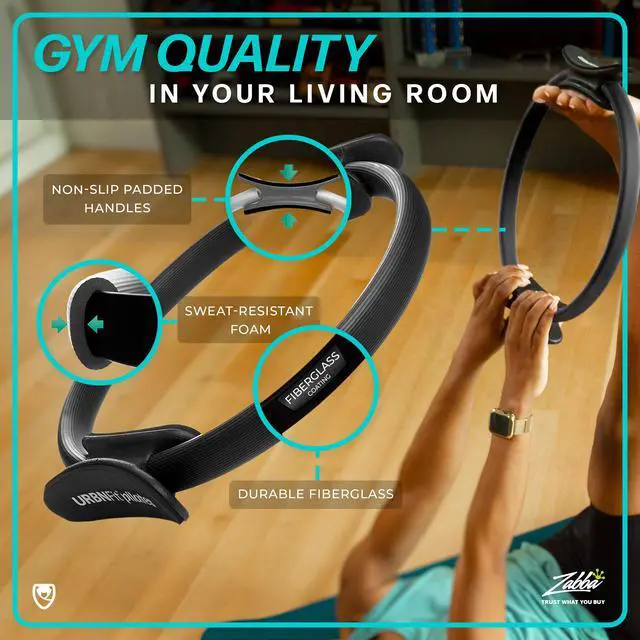Alt view image 2 of 7 - Pilates Ring - 12" Magic Circle w/Dual Grip, Foam Pads for Inner Thigh Workout, Toning, Fitness & Pelvic Floor Exercise - Yoga Rings w/Bonus Exercise Guide