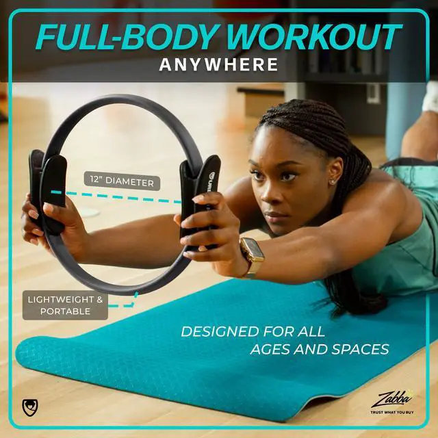 Alt view image 3 of 7 - Pilates Ring - 12" Magic Circle w/Dual Grip, Foam Pads for Inner Thigh Workout, Toning, Fitness & Pelvic Floor Exercise - Yoga Rings w/Bonus Exercise Guide