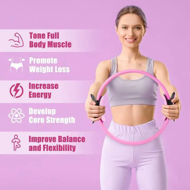 Alt view image 4 of 7 - Pilates Ring Circle - 14 Inch Magic Fitness Circle for Toning Inner & Outer Thighs, Bonus Workout Guide Included