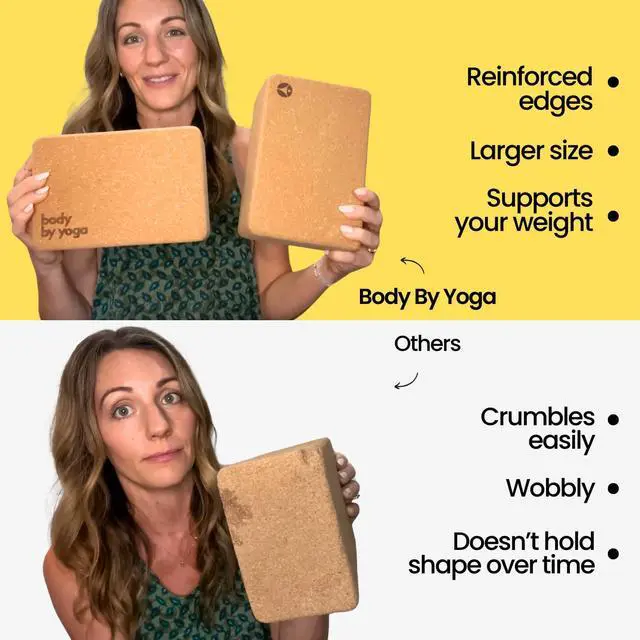 Alt view image 7 of 7 - Blocks 2 Pack High Density Non Slip with Select Cork Grain for Chip-Resistant Durability | Extra Thick 4 for Support & Stability | Natural, Smooth