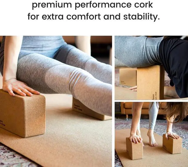 Alt view image 4 of 7 - Blocks 2 Pack High Density Non Slip with Select Cork Grain for Chip-Resistant Durability | Extra Thick 4 for Support & Stability | Natural, Smooth