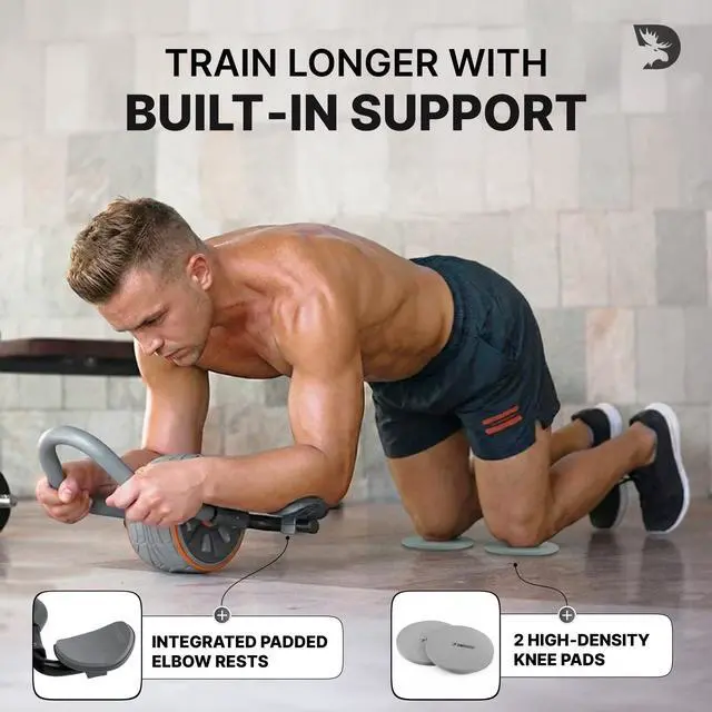 Alt view image 4 of 7 - Ab Roller Wheel with Elbow Support & 2 Knee Pads - Abdominal Exercise Trainer for Core Strength Training - Ultimate Abs Workout Equipment for Home and Gym
