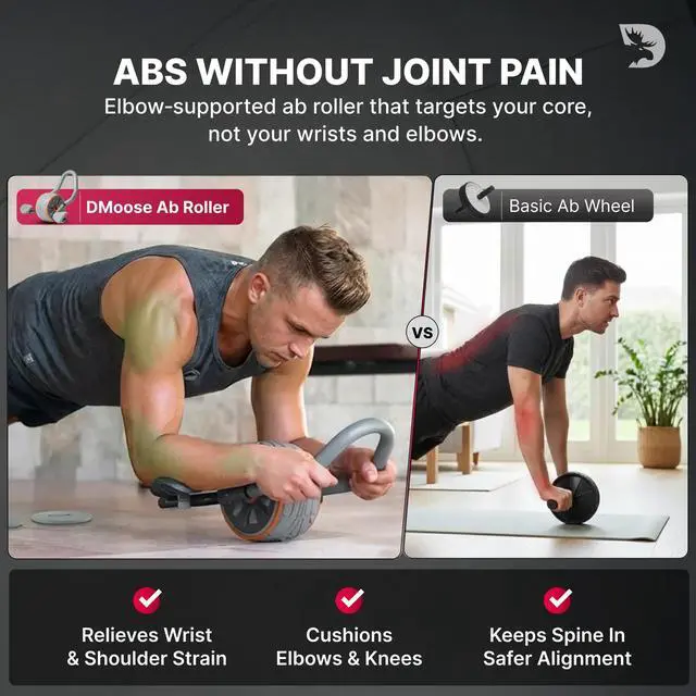 Alt view image 3 of 7 - Ab Roller Wheel with Elbow Support & 2 Knee Pads - Abdominal Exercise Trainer for Core Strength Training - Ultimate Abs Workout Equipment for Home and Gym