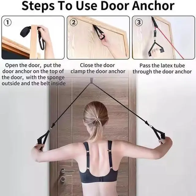 Alt view image 6 of 7 - Home Gym Equipment 4 Wheels Ab Wheel Muscle Roller, 5Pcs Resistance Bands, Ankle Straps, Door Anchor, Handles, Travel Bag Comfortable Elbow Support with Non-Slip Handles
