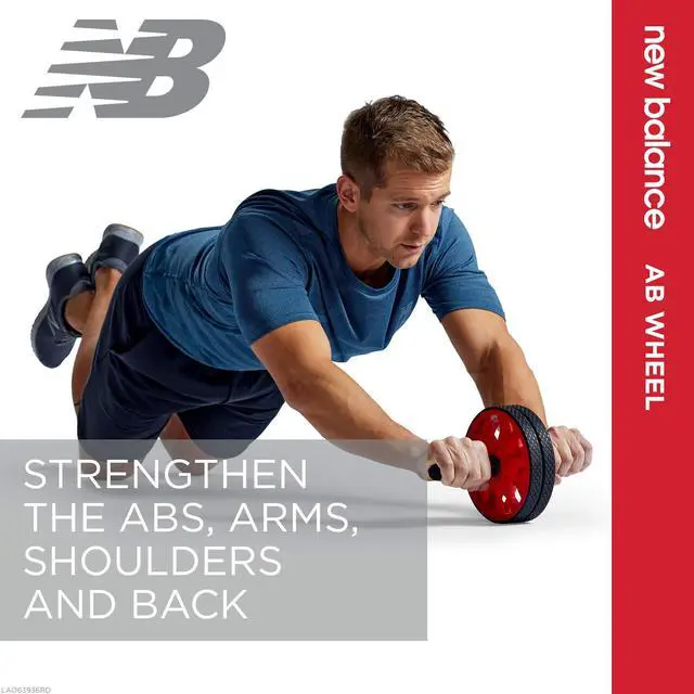 Alt view image 4 of 6 - Ab Wheel - Abdominal Roller Trainer Non Skid Wheels with Sure-Grip Handles, Black/Red