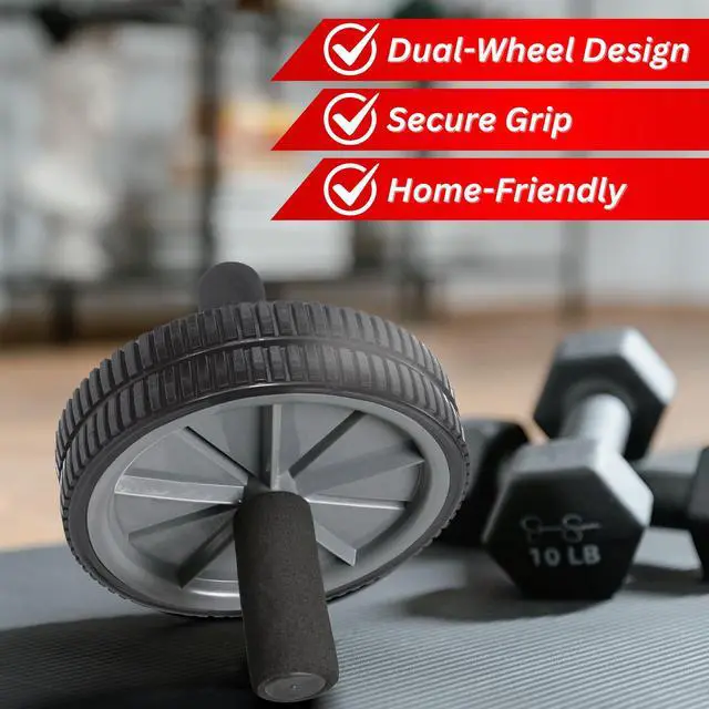 Alt view image 3 of 5 - Daiwa Felicity Core Fitness Dual Ab Wheel Dual-Wheel Ab Roller for Core Strength & Full-Body Workout Strengthens Abs, Obliques, Back, Hips & Glutes Portable Core Trainer for All Fitness Levels