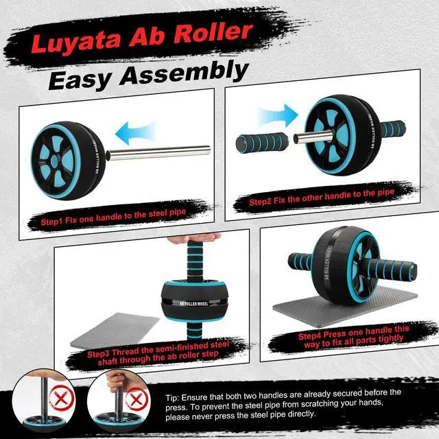 Alt view image 2 of 7 - Ab Roller Wheel, 10-In-1 Ab Exercise Wheels Kit with Resistance Bands, Knee Mat, Jump Rope, Push-Up Bar - Home Gym Equipment for Men Women Core Strength & Abdominal Exercise (Blue)
