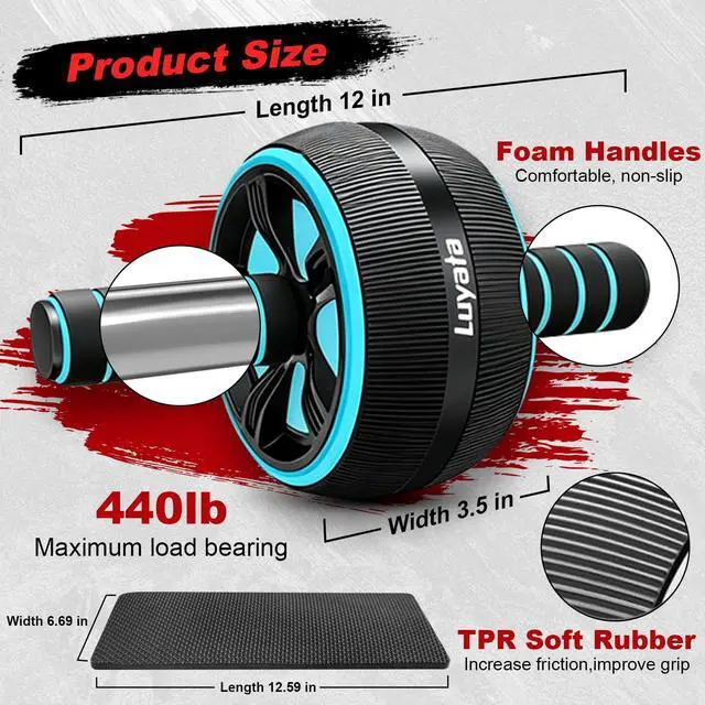 Alt view image 3 of 7 - Ab Roller Wheel, 10-In-1 Ab Exercise Wheels Kit with Resistance Bands, Knee Mat, Jump Rope, Push-Up Bar - Home Gym Equipment for Men Women Core Strength & Abdominal Exercise (Blue)