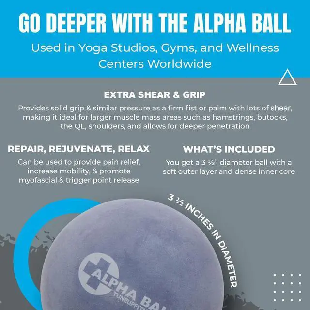 Alt view image 3 of 6 - Alpha Ball | Large Therapy Ball | Massage Ball for Myofascial Release, Pain Relief - Back, Shoulders, Hamstrings, Hips, Glutes