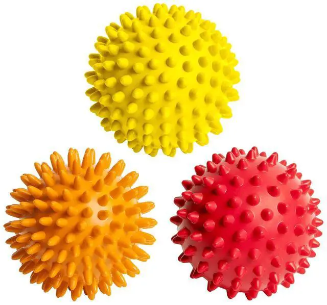 Main image of Spiky Massage Balls for Feet, Back, Hands, Muscles - Firm, Medium and Soft Spiked Massager Rollers for Plantar Fasciitis, Exercise, Neuro-Balance, Physical Therapy, 3-inch