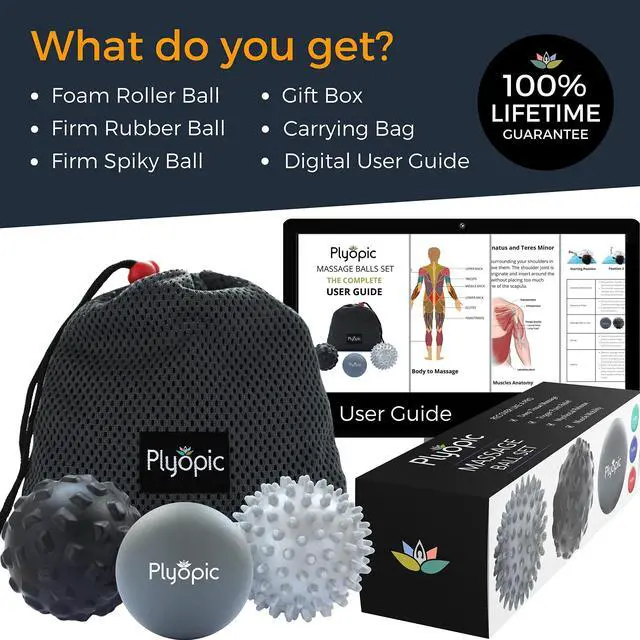 Alt view image 2 of 7 - Massage Ball Set for Deep Tissue Muscle Massage, Myofascial Release, Trigger Points, Mobility, Plantar Fasciitis - Eliminate Muscle Tension & Tightness in Your Back Neck Foot