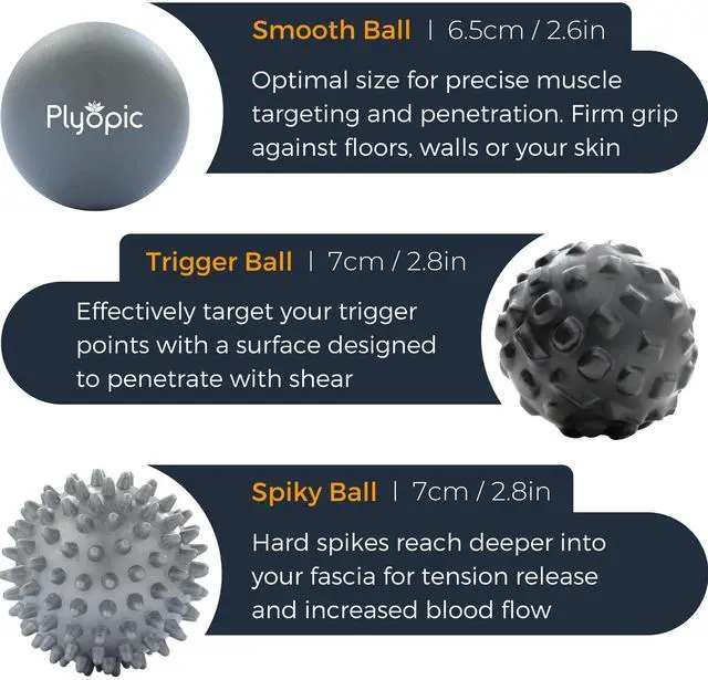 Alt view image 3 of 7 - Massage Ball Set for Deep Tissue Muscle Massage, Myofascial Release, Trigger Points, Mobility, Plantar Fasciitis - Eliminate Muscle Tension & Tightness in Your Back Neck Foot