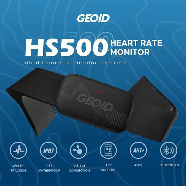 Alt view image 2 of 7 - HS500 Heart Rate Monitor, Heart Rate Sensor Chest Strap, Protocol ANT+/Bluetooth, Compatible with iOS/Android APPs