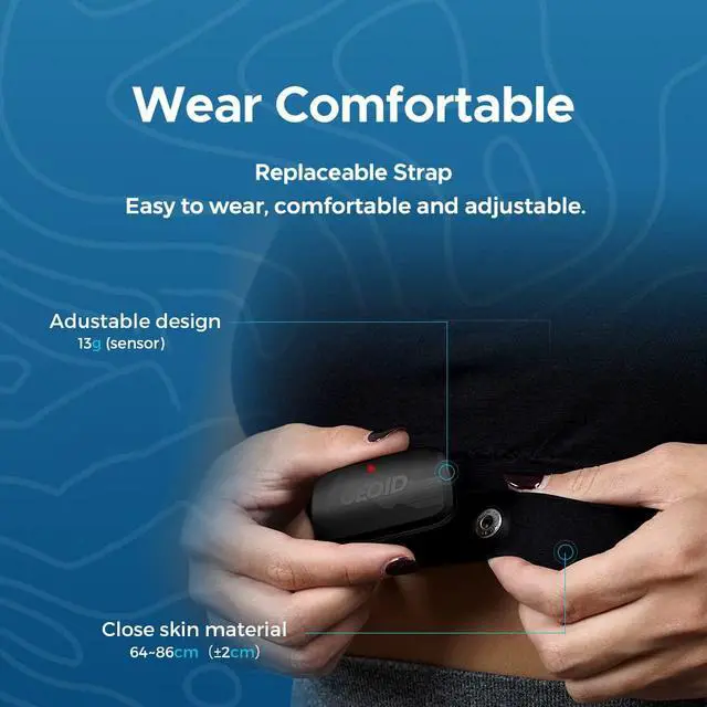 Alt view image 6 of 7 - HS500 Heart Rate Monitor, Heart Rate Sensor Chest Strap, Protocol ANT+/Bluetooth, Compatible with iOS/Android APPs