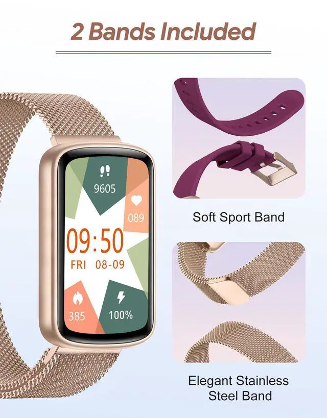 Alt view image 2 of 7 - Fitness Tracker, Fitness Watches for Women Men with Heart Rate Monitor Blood Oxygen Sleep Tracker Pedometer, 1.47" Smart Watch Step Calorie Counter for Android iOS IP68 Waterproof (Purple)