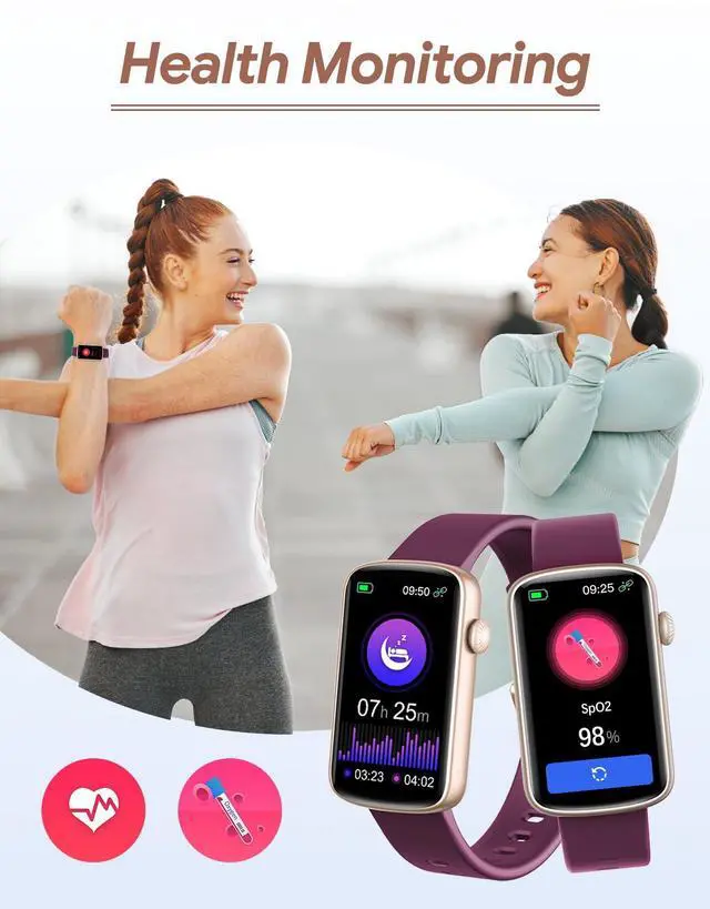 Alt view image 5 of 7 - Fitness Tracker, Fitness Watches for Women Men with Heart Rate Monitor Blood Oxygen Sleep Tracker Pedometer, 1.47" Smart Watch Step Calorie Counter for Android iOS IP68 Waterproof (Purple)