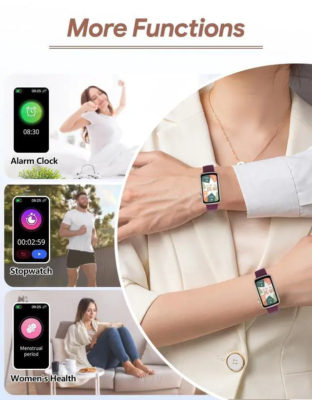 Alt view image 7 of 7 - Fitness Tracker, Fitness Watches for Women Men with Heart Rate Monitor Blood Oxygen Sleep Tracker Pedometer, 1.47" Smart Watch Step Calorie Counter for Android iOS IP68 Waterproof (Purple)