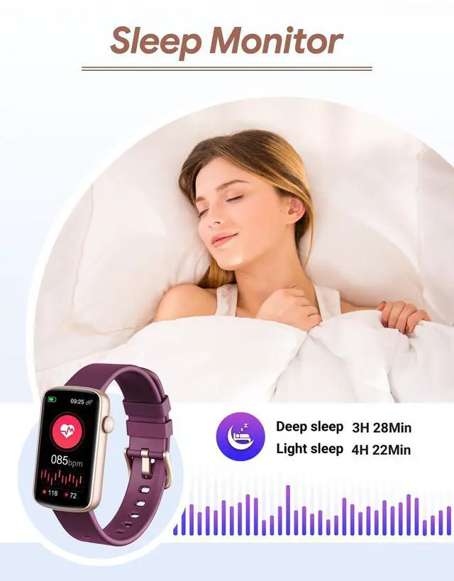 Alt view image 6 of 7 - Fitness Tracker, Fitness Watches for Women Men with Heart Rate Monitor Blood Oxygen Sleep Tracker Pedometer, 1.47" Smart Watch Step Calorie Counter for Android iOS IP68 Waterproof (Purple)