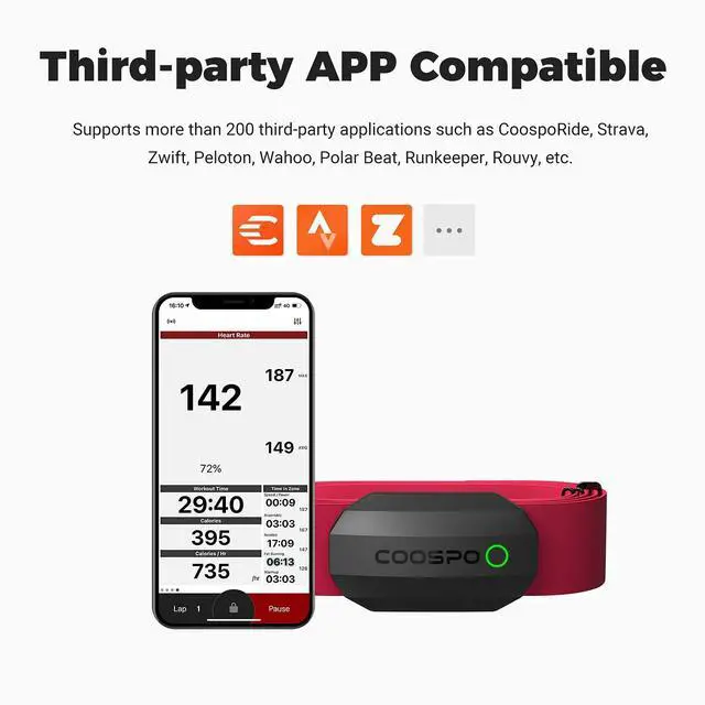 Alt view image 2 of 7 - Bluetooth Heart Rate Monitor Chest Strap H808S, ANT+ BLE HR Monitor Chest, HRM IP67 Waterproof, Use for Running Cycling Gym and Other Sports