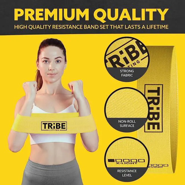 Alt view image 6 of 7 - Fabric Resistance Bands for Working Out - 5 Exercise Bands Set for Legs and Glutes - Booty Bands for Women and Men - Thick Cloth Workout Bands for Physical Therapy, Hip Training