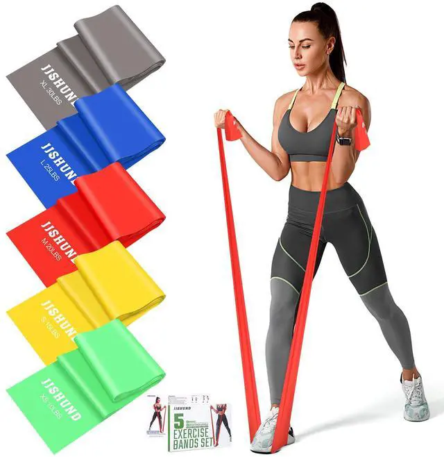 Main image of Resistance Bands Set, 5 Pcs Exercise Bands Long 150cm Workout Bands Stretch Bands for Exercise Elastic Band for Yoga Pilates Fitness Home Gym