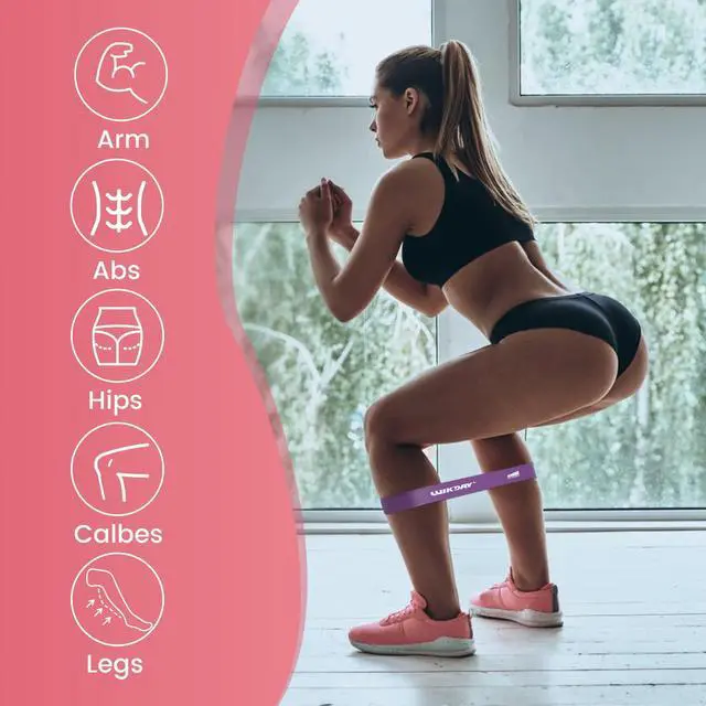 Alt view image 4 of 7 - Resistance Bands for Working Out Exercise Loop Bands Workout Bands Set for Men Women Body Stretching, Training, Home Workout, Physical Therapy, Booty Legs, Set of 5 (Pink Purple)