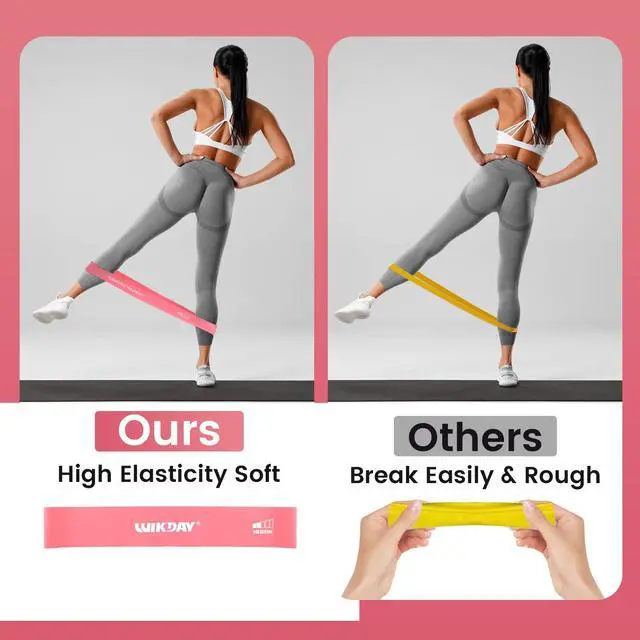 Alt view image 5 of 7 - Resistance Bands for Working Out Exercise Loop Bands Workout Bands Set for Men Women Body Stretching, Training, Home Workout, Physical Therapy, Booty Legs, Set of 5 (Pink Purple)