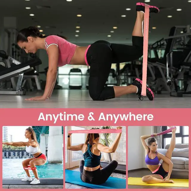 Alt view image 7 of 7 - Resistance Bands for Working Out Exercise Loop Bands Workout Bands Set for Men Women Body Stretching, Training, Home Workout, Physical Therapy, Booty Legs, Set of 5 (Pink Purple)