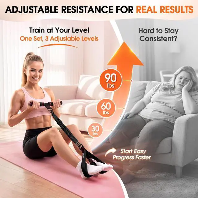 Alt view image 3 of 7 - Upgraded Multifunction Pedal Resistance Band with Handle, Adjustable Foot Pedal Resistance Bands for Core, Arms, Legs, Full Body Strength, Portable Home Gym Workout Equipment for Men & Women