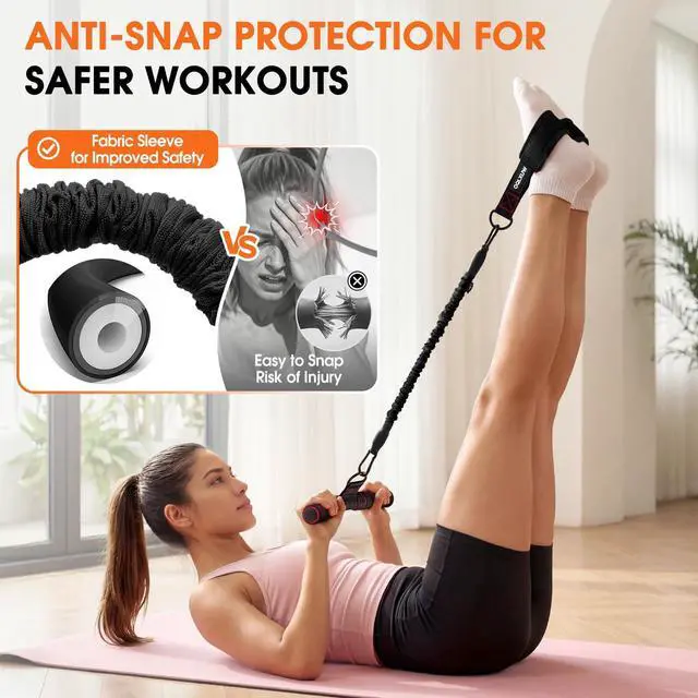 Alt view image 4 of 7 - Upgraded Multifunction Pedal Resistance Band with Handle, Adjustable Foot Pedal Resistance Bands for Core, Arms, Legs, Full Body Strength, Portable Home Gym Workout Equipment for Men & Women
