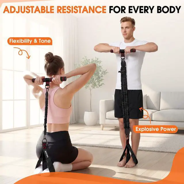 Alt view image 6 of 7 - Upgraded Multifunction Pedal Resistance Band with Handle, Adjustable Foot Pedal Resistance Bands for Core, Arms, Legs, Full Body Strength, Portable Home Gym Workout Equipment for Men & Women