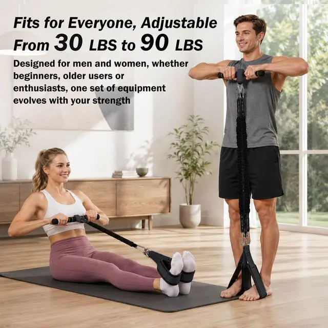 Alt view image 2 of 7 - Upgraded Pedal Resistance Bands with Handle, 3 Heavy Tube Adjustable Exercise Band Set Ideal for Women and Men, Sit Up Exercise Equipment for Abdomen, Waist, Arm, Core/ABS, Leg, Physical Therapy
