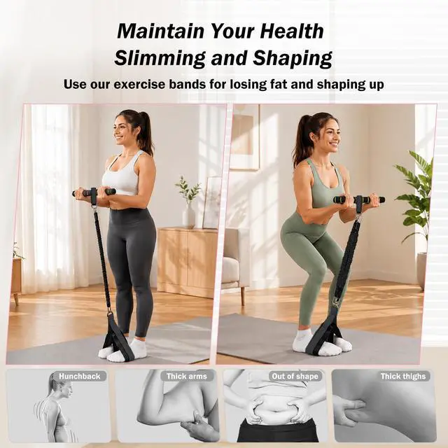Alt view image 4 of 7 - Upgraded Pedal Resistance Bands with Handle, 3 Heavy Tube Adjustable Exercise Band Set Ideal for Women and Men, Sit Up Exercise Equipment for Abdomen, Waist, Arm, Core/ABS, Leg, Physical Therapy