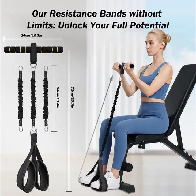 Alt view image 7 of 7 - Upgraded Pedal Resistance Bands with Handle, 3 Heavy Tube Adjustable Exercise Band Set Ideal for Women and Men, Sit Up Exercise Equipment for Abdomen, Waist, Arm, Core/ABS, Leg, Physical Therapy