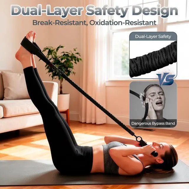 Alt view image 5 of 7 - Upgraded Multifunction Pedal Resistance Band with Handle, 3 Tube Adjustable Resistance Bands, Full Body Fitness Exercise Equipment for Abdomen, Waist, Arm, Core/ABS, Leg, Physical Therapy (Black)