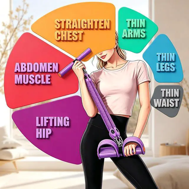 Alt view image 3 of 6 - Bands for Foot Pedal Resistance Band with Handle, Adjustable Multifunction Bands for Sit up Exercise/Home Yoga Workout Fitness/Abdomen Waist Arm Leg Strength Slimming Training Bodybuilding