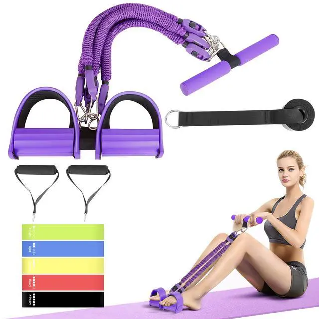 Main image of Upgrade Pedal Resistance Band Purple,4-Tube Elastic Sit Up Pull Rope for Men and Women,Pedal Puller for Strength Training,Foot Resistance Rope for Physical Therapy with 5Pcs Exercise Bands