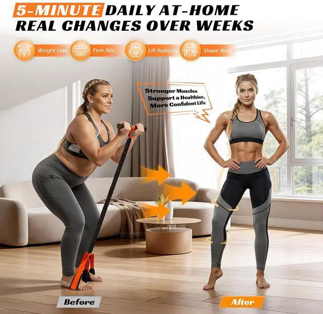 Alt view image 5 of 7 - Multifunction Pedal Resistance Band with Handle, Upgraded Exercise Equipment with Soft Foot Pedal for Sit Up & Full-Body Home Gym Workouts, Core/ABS Training, Pilates, Yoga & Physical Therapy