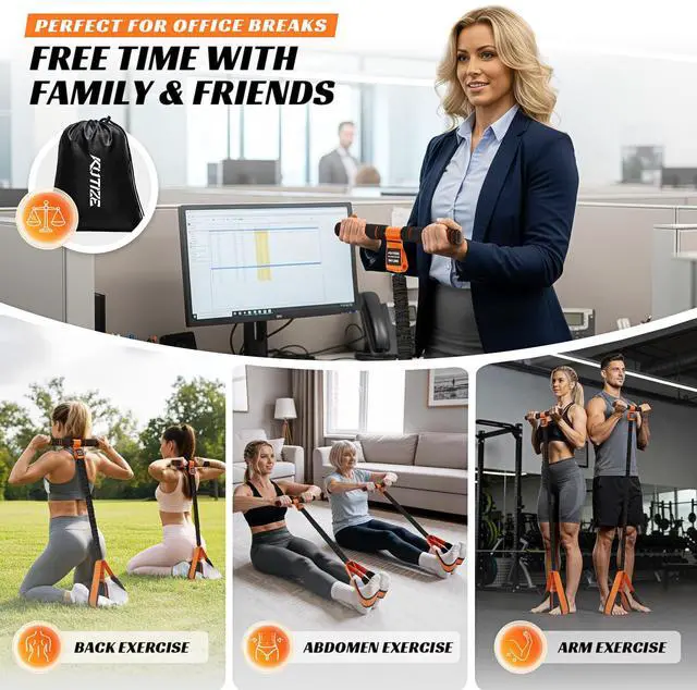 Alt view image 6 of 7 - Multifunction Pedal Resistance Band with Handle, Upgraded Exercise Equipment with Soft Foot Pedal for Sit Up & Full-Body Home Gym Workouts, Core/ABS Training, Pilates, Yoga & Physical Therapy