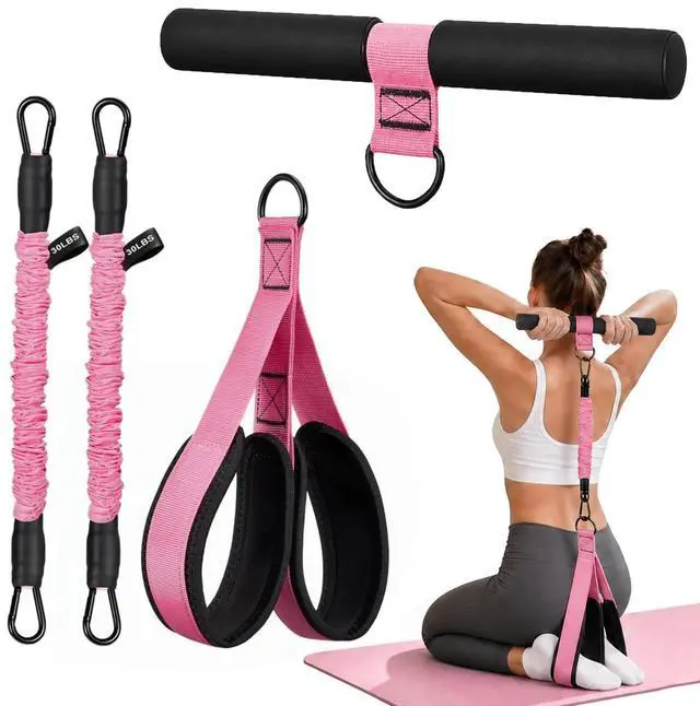 Main image of Upgraded Pedal Resistance Band with Handle, 2 Tubes Adjustable 60LBs Multifunction Exercise Bands for Core/ABS, Waist, Arm, Leg Workout & Home Gym, Portable Sit Up Exercise Equipment for Women & Men