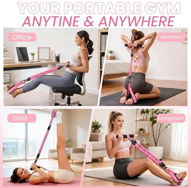Alt view image 7 of 7 - Upgraded Pedal Resistance Band with Handle, 2 Tubes Adjustable 60LBs Multifunction Exercise Bands for Core/ABS, Waist, Arm, Leg Workout & Home Gym, Portable Sit Up Exercise Equipment for Women & Men