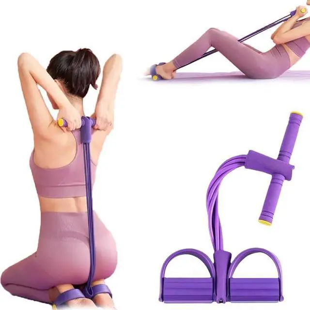 Main image of 6-Tube Pedal Puller Resistance Band, Multifunction Tension Rope for Home Gym, Arm Leg Abdomen Waist Training Equipment for Stretching & Slimming, Yoga Pilates Exercise Band for Women & Men (Purple)